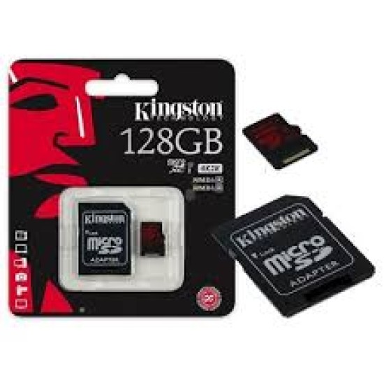 KINGSTON 128GB CARTÃO DE MEMÓRIA MICRO SD COM ADAPTADOR CLASS 10 KINGSTON 128GB CARTÃO DE MEMÓRIA MICRO SD COM ADAPTADOR CLASS 10